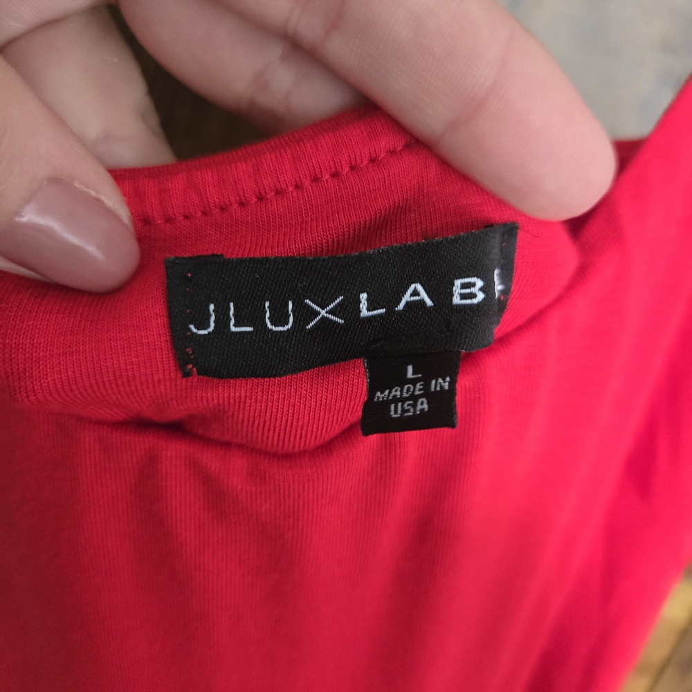 JLUXLABEL Red Crew Neck Top - Picture 2 of 3